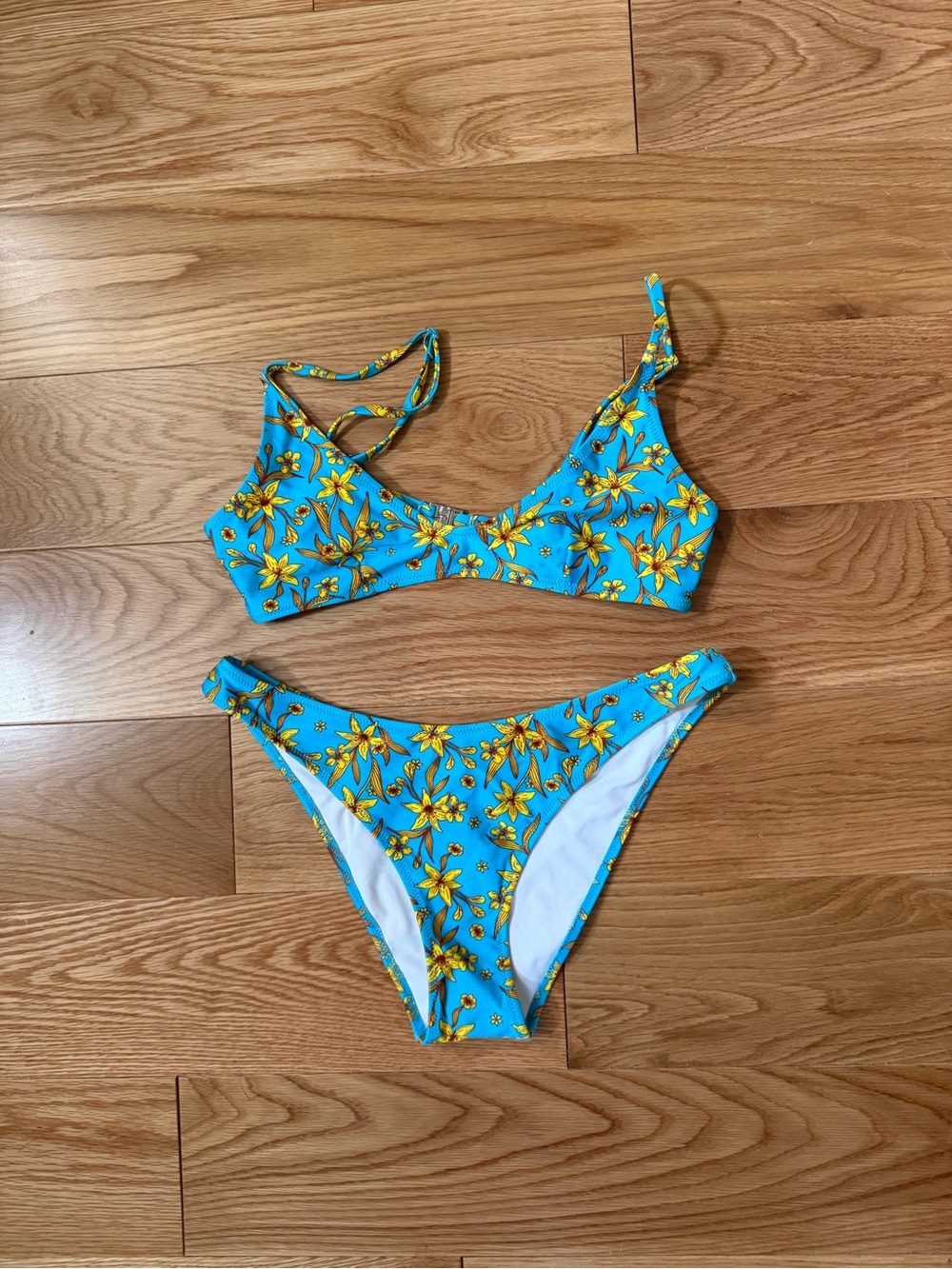Turquoise Floral Two-Piece Women's Bikini Set